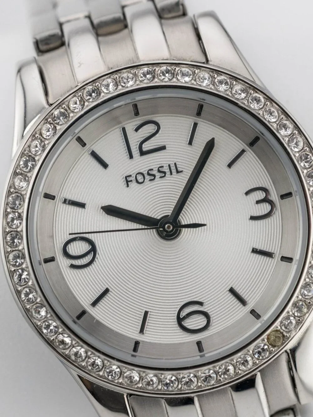 FOSSIL BQ1422 Crystal Bezel Steel Quartz Analog Women's Watch New Battery